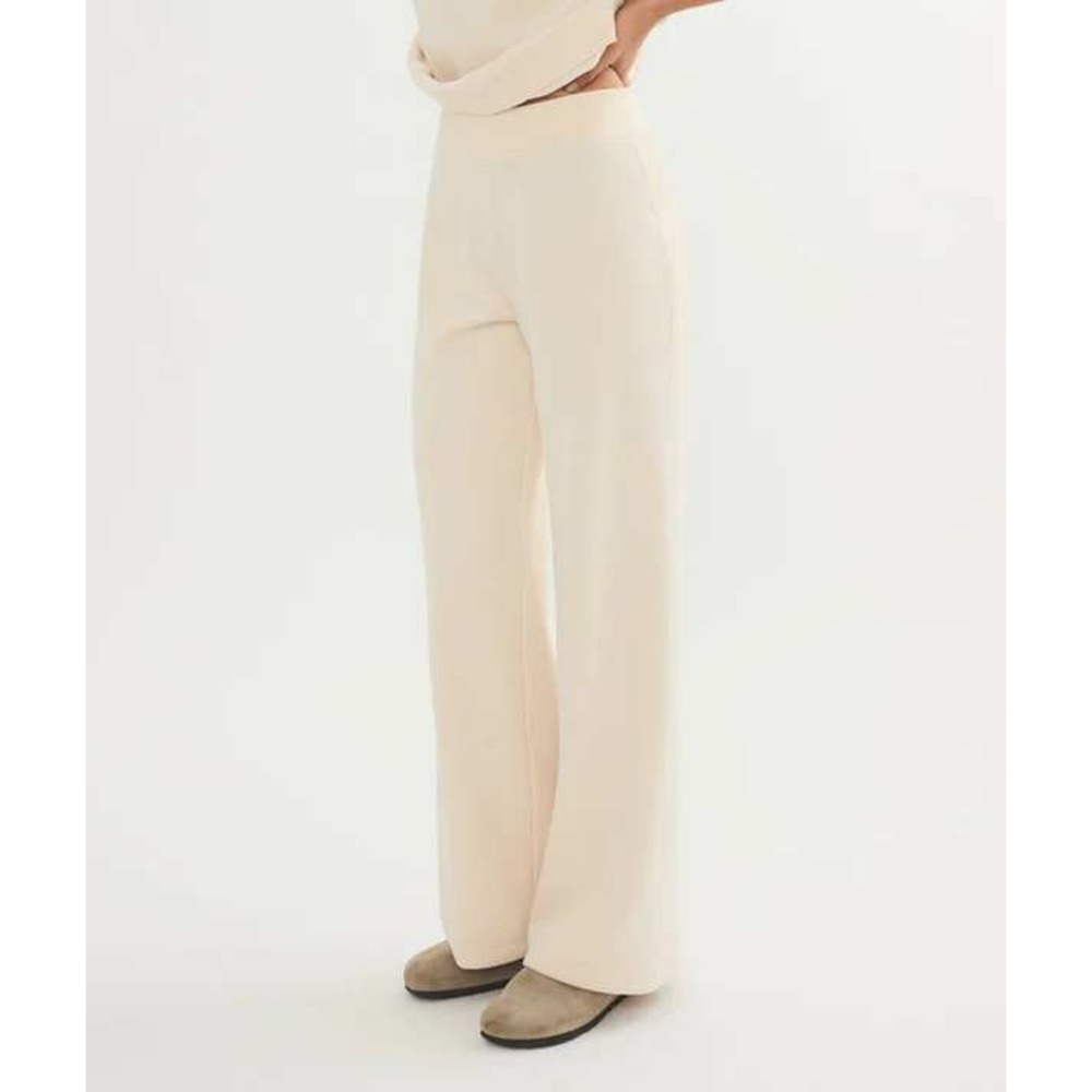 MARINE LAYER Velour Corduroy Flare Pants Small Cream Ribbed Wide Leg High Rise